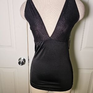 Heavenly Shapewear Black Lace V-Neck Top. Sexy..1X